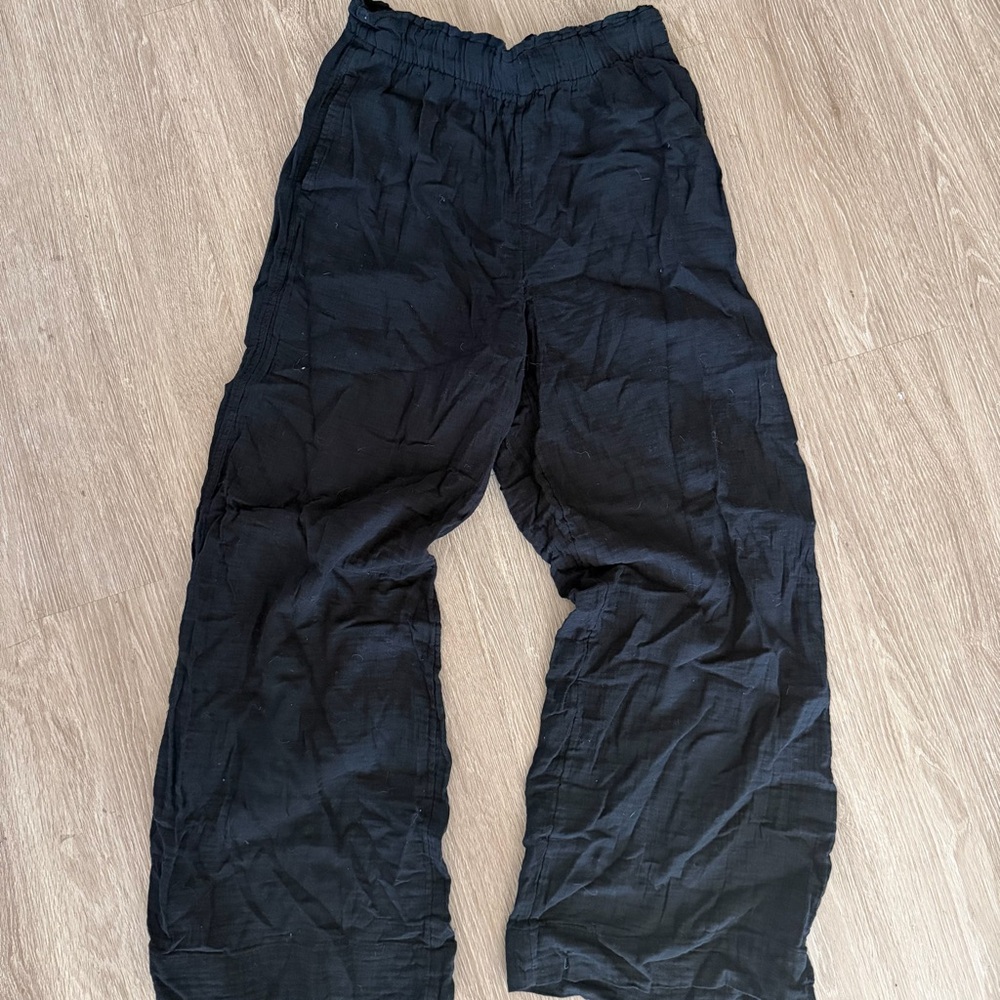 Gap black gauze cotton wide leg pants sz L tall